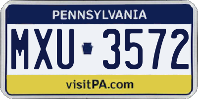 PA license plate MXU3572