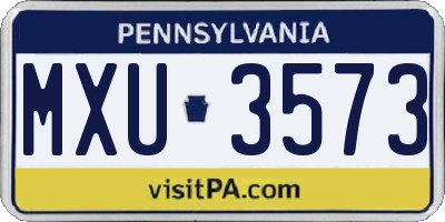 PA license plate MXU3573