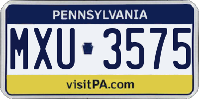 PA license plate MXU3575
