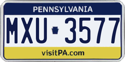 PA license plate MXU3577