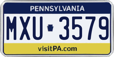 PA license plate MXU3579