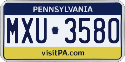 PA license plate MXU3580