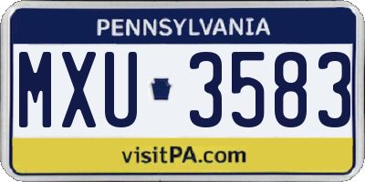 PA license plate MXU3583