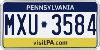 PA license plate MXU3584