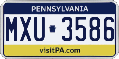 PA license plate MXU3586