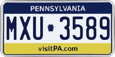 PA license plate MXU3589