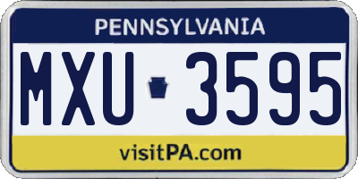 PA license plate MXU3595