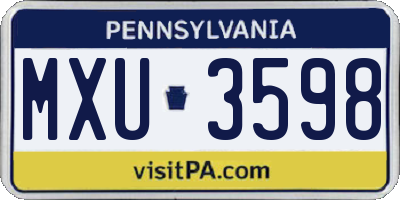 PA license plate MXU3598
