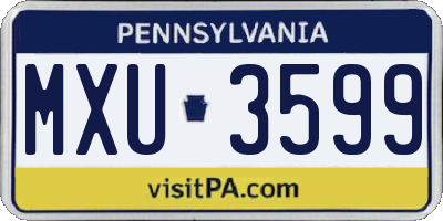 PA license plate MXU3599