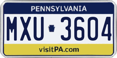 PA license plate MXU3604