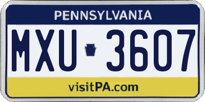 PA license plate MXU3607