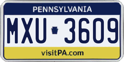 PA license plate MXU3609