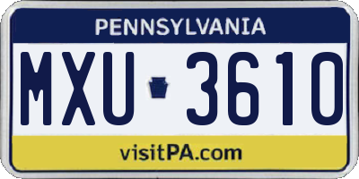 PA license plate MXU3610