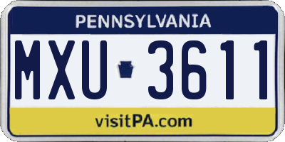 PA license plate MXU3611