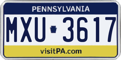 PA license plate MXU3617