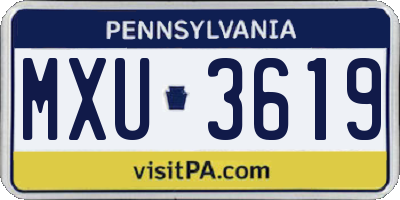 PA license plate MXU3619