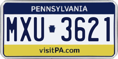 PA license plate MXU3621
