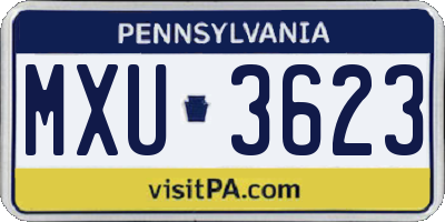 PA license plate MXU3623