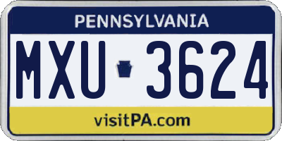PA license plate MXU3624