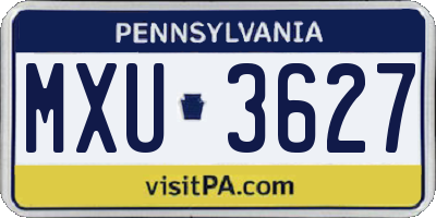 PA license plate MXU3627