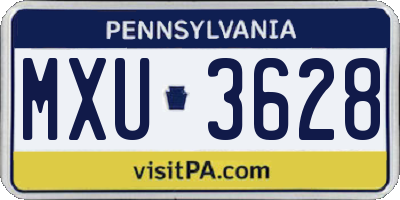 PA license plate MXU3628
