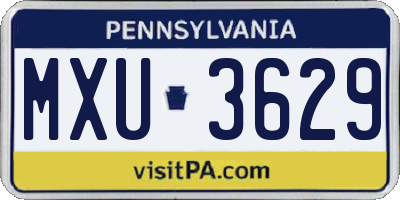 PA license plate MXU3629