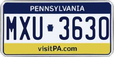 PA license plate MXU3630