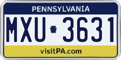 PA license plate MXU3631