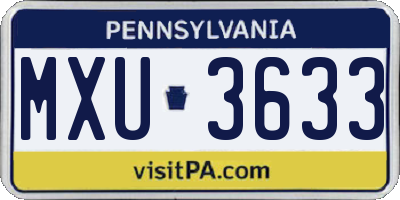 PA license plate MXU3633
