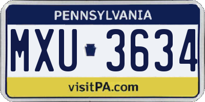 PA license plate MXU3634