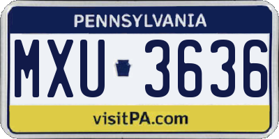 PA license plate MXU3636
