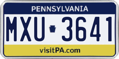 PA license plate MXU3641