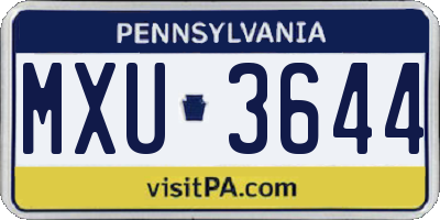 PA license plate MXU3644