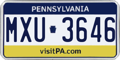 PA license plate MXU3646