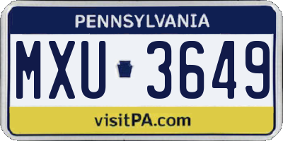 PA license plate MXU3649