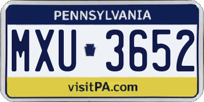 PA license plate MXU3652