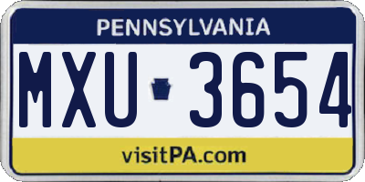 PA license plate MXU3654