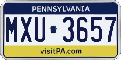 PA license plate MXU3657