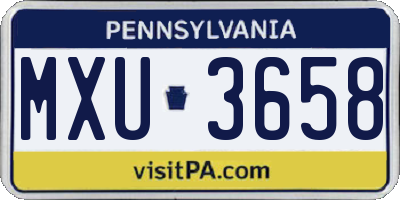 PA license plate MXU3658