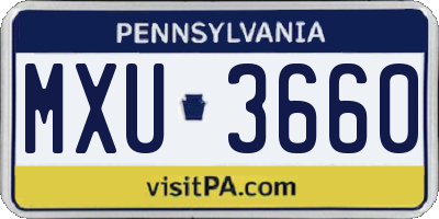 PA license plate MXU3660