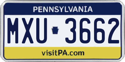 PA license plate MXU3662