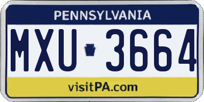 PA license plate MXU3664