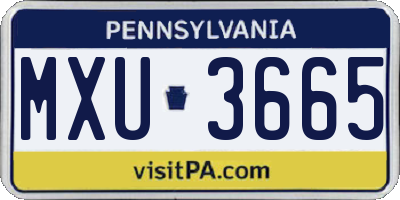 PA license plate MXU3665