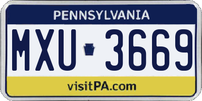 PA license plate MXU3669