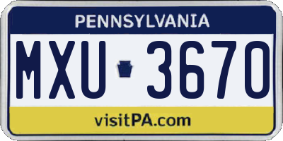 PA license plate MXU3670