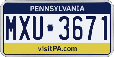 PA license plate MXU3671