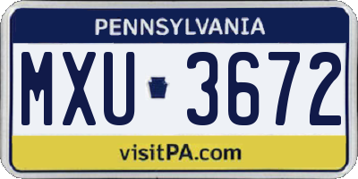 PA license plate MXU3672