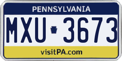 PA license plate MXU3673