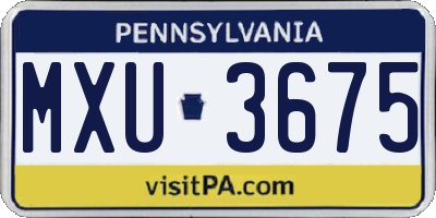 PA license plate MXU3675