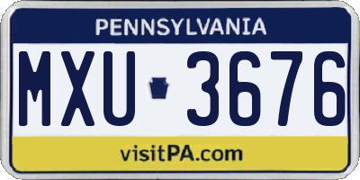 PA license plate MXU3676